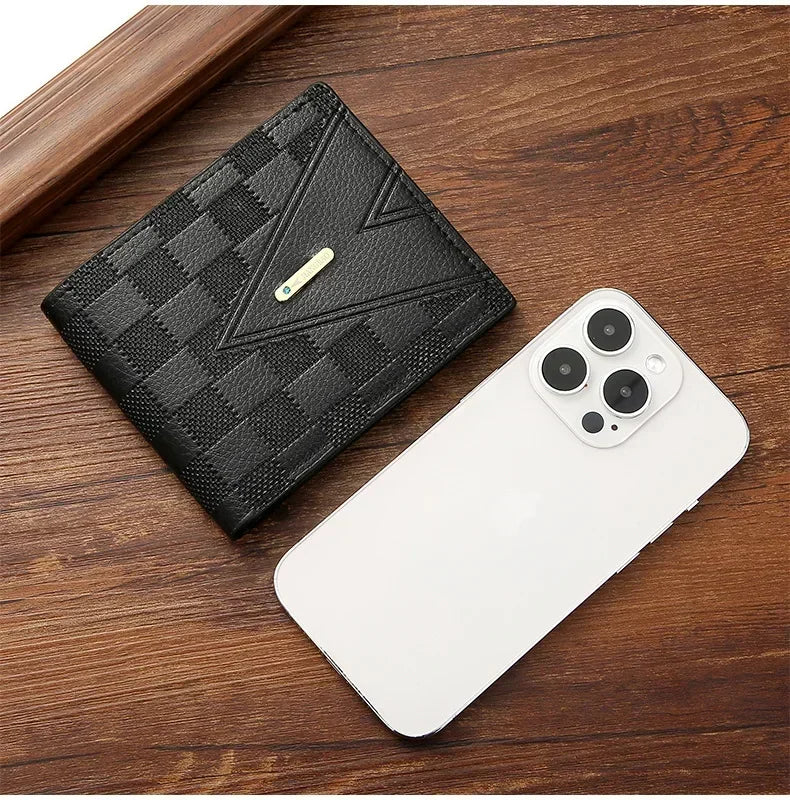 Men's Wallet Casual Short Wallets Youth Fashion Soft PU Leather Business Credit ID Card Holder Billfold Purse Mini Money Bag