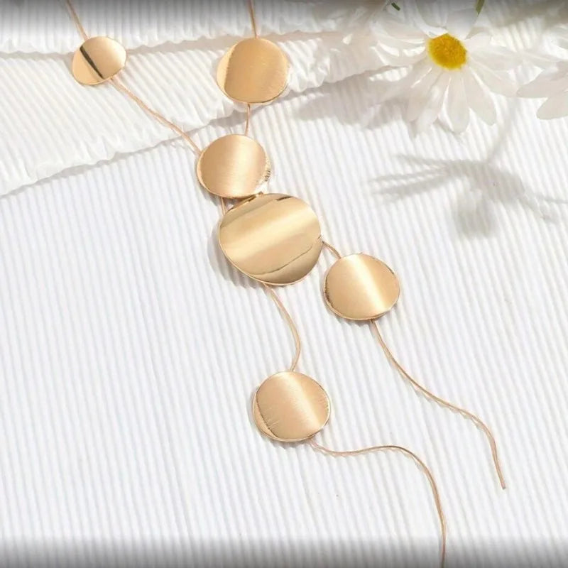 Long necklace for women girls temperament simple disc hollow geometric neck accessories holiday party OL EN008