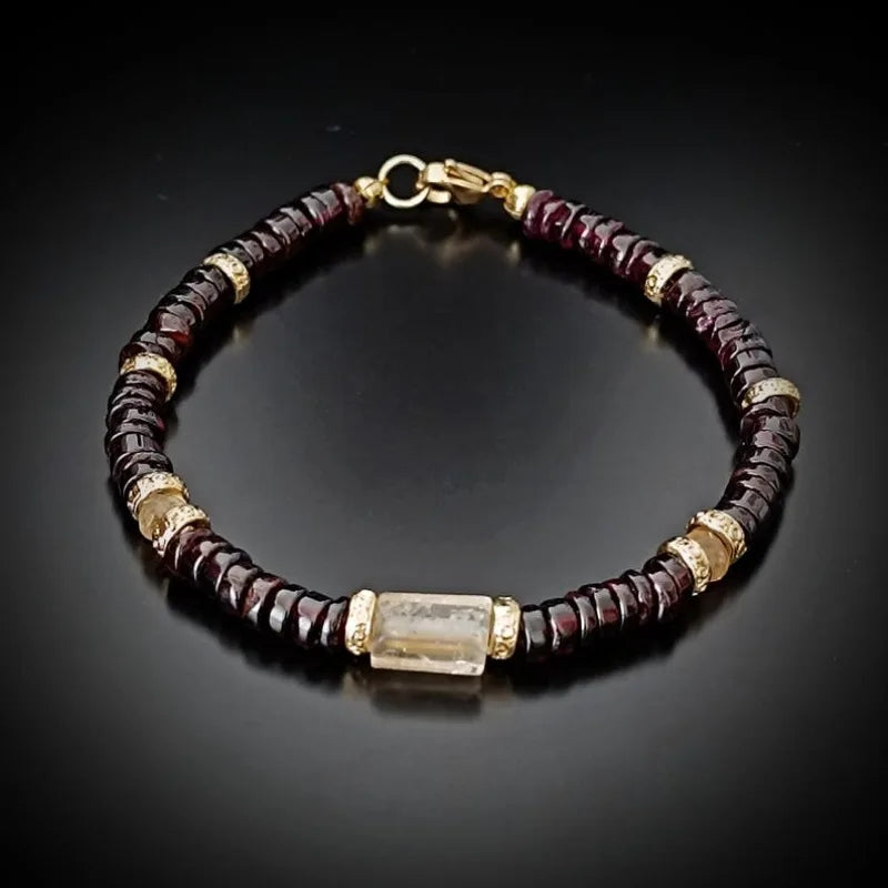 Bracelets suitable for both men and women, ruby and citrine. A gift for him or her. Minimalism