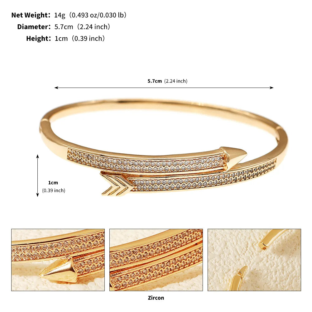Simple Studded Bracelet for Women Classic Copper and Zirconium Opening Bangle Daily Jewelry Bracelet Accessories As Gifts
