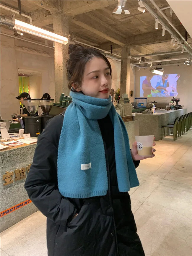 New Knitted Scarf For Women Men Girls Students Autumn Winter Solid Color Cotton Scarves Soft Knitting Shawl Female Wrap Shawls