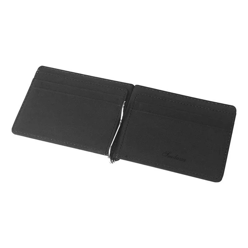 Leather Men Money Clips Metal Solid Wallets Credit Dollar Purses Money Holder portafoglio Wallet for Male Minimalist Card Holder