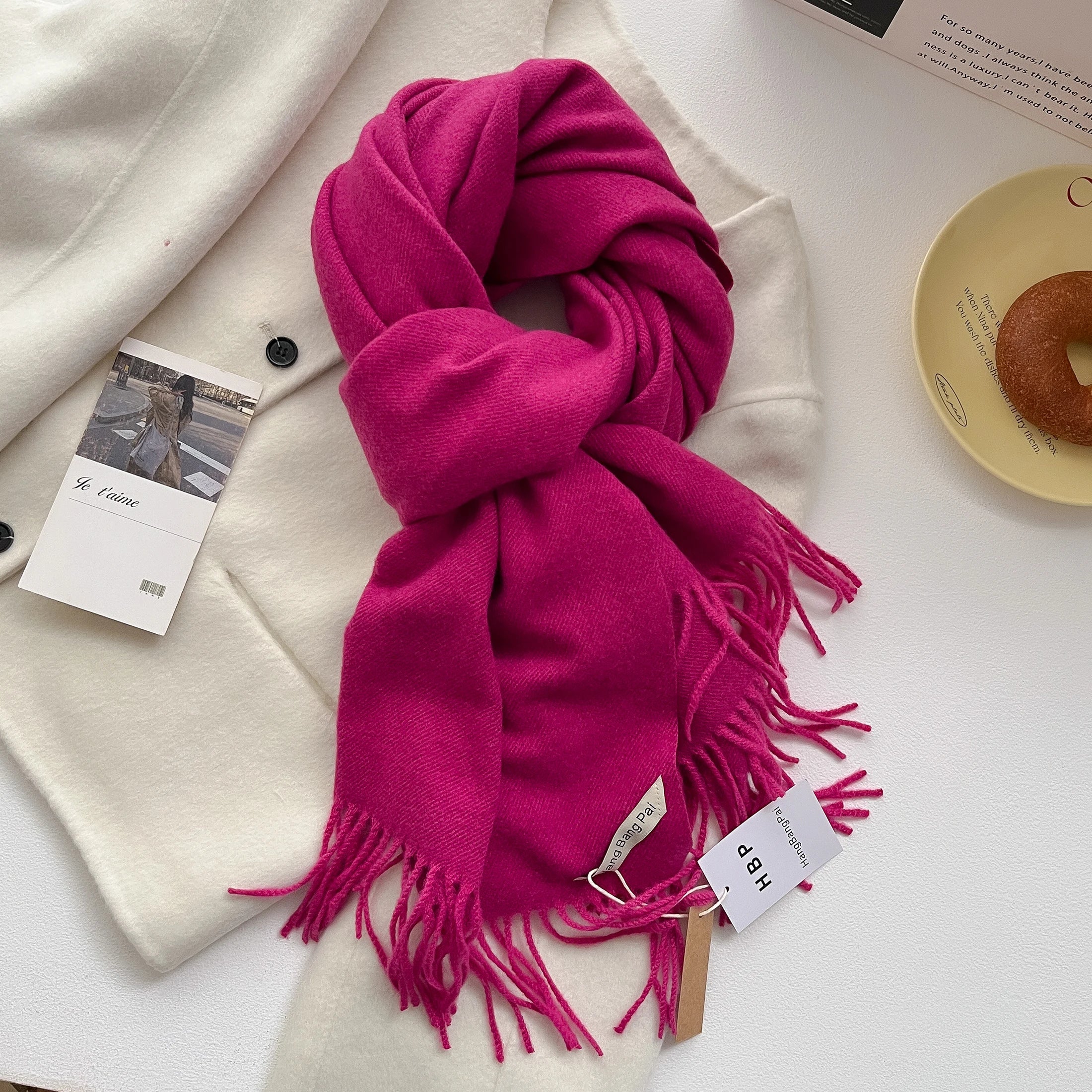 2025 New Winter Wool Scarf For Women Long Warm Cashmere Scarves Hijab Solid Lady Shawl Wrap Female Pashmina Bandana Head Scarfs