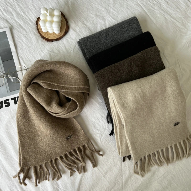 Women New Scarf Autumn Winter Pure Color Scarve Femme Knitted Fashion Shawl Unisex For Women
