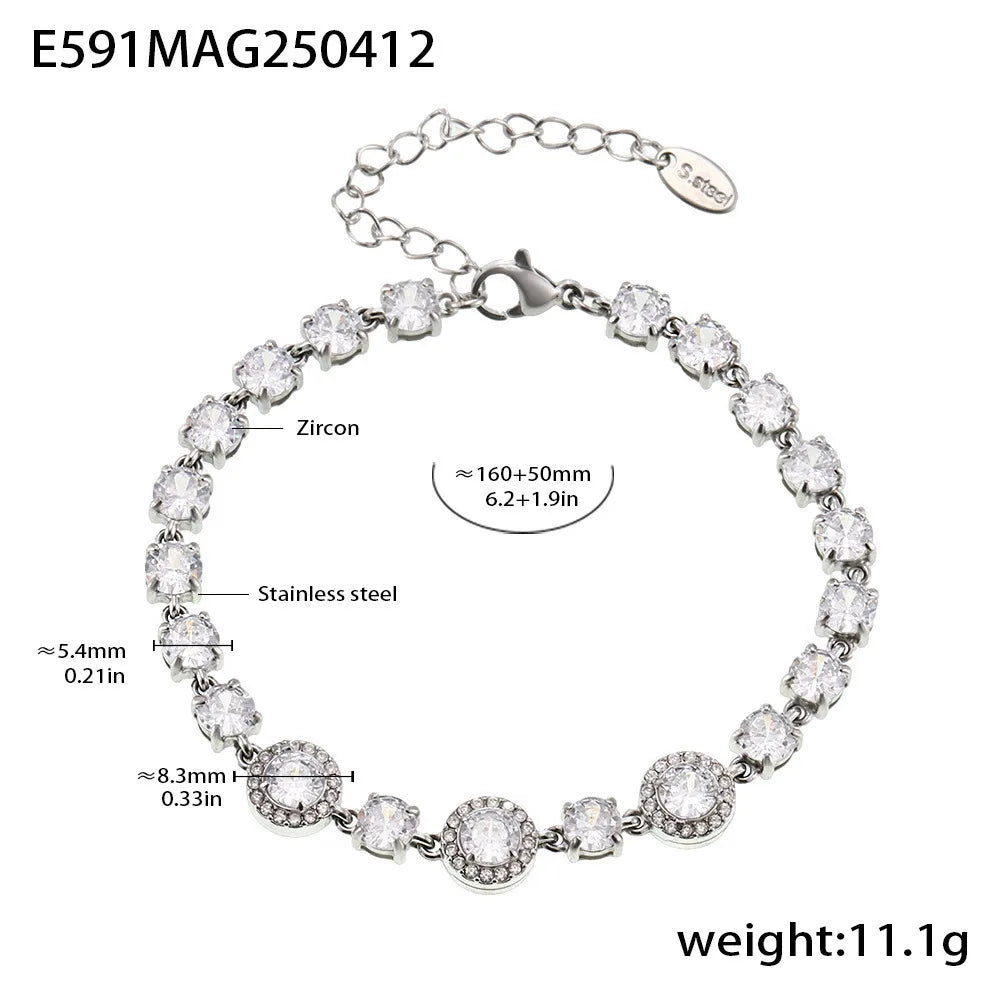 Women's Bracelet with Simple Design Inlaid with Zircon Stainless Steel Fashionable and Versatile Jewelry Accessories