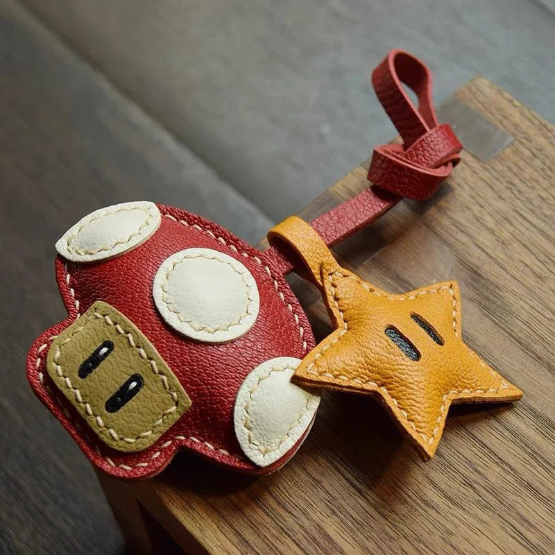 Luxury Design Genuine Leather Handmade Pendant Bag Accessories Cute Car Hangings Keychain Bag Charms Cute Animal Bag Decorations