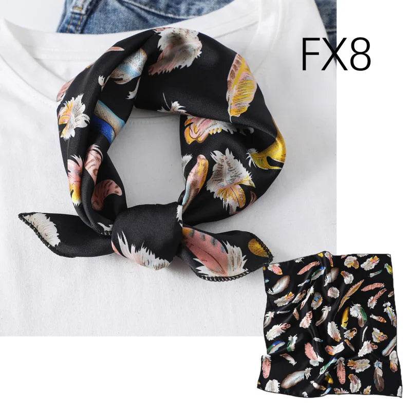 Women scarf  50*50cm Square Skinny Retro Head small size silk hair scarves NeckerChief office lady print shawls foulard