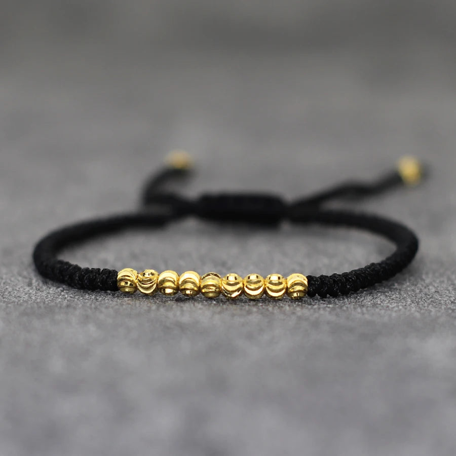 Classic Handmade Beaded Bracelet for Men Women Exquisite Small Gold Beads Adjusted Good Luck Red String Braslet Couple Gifts