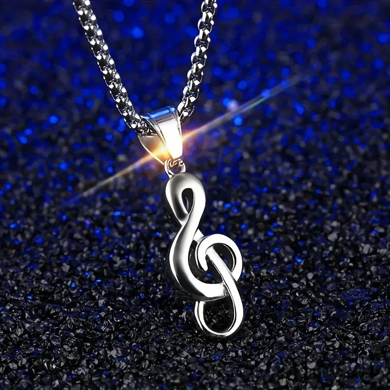 1pc Musical Note Necklace for Men, Simple Creative Pop Music Pendant