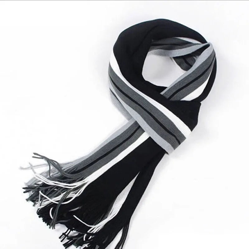 Men's Scarf Winter Comfortable Soft Warm Wool Windbreak Cold-proof Youth Fashion Casual Stripe Male Knitted Scarf