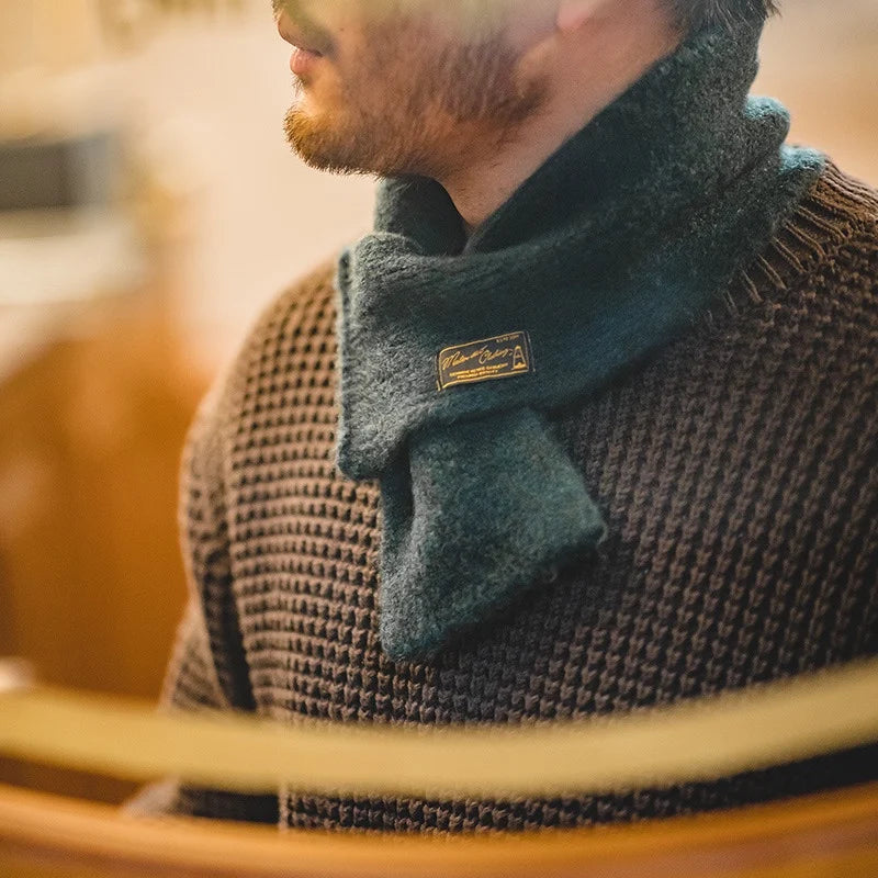 Maden Workwear Japanese Sle Retro Knitted Scarf Windproof Warm Woolen Men's Women's  Color Ne Warmer Autumn Winter