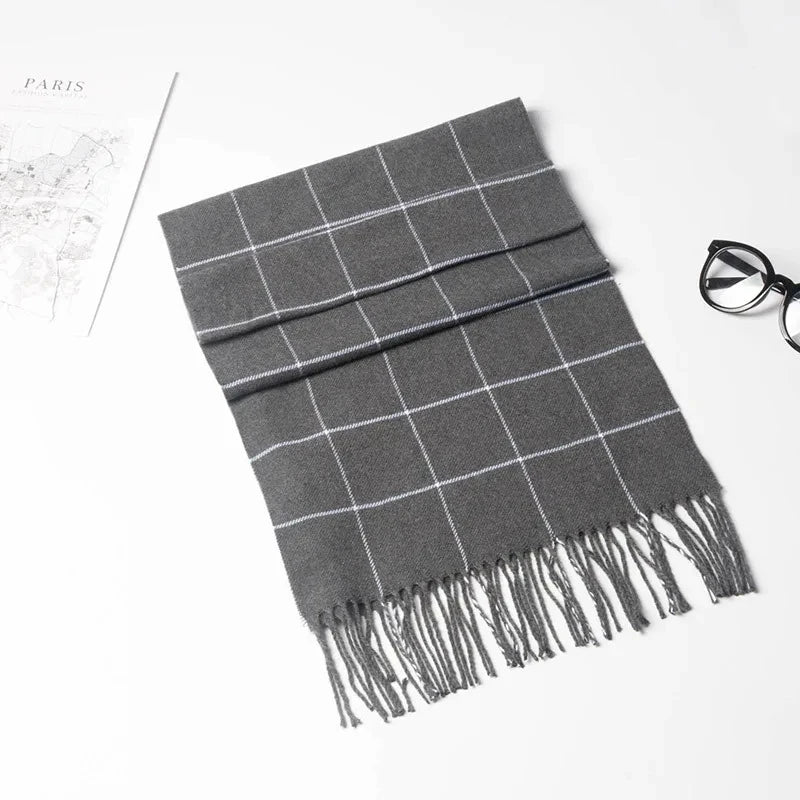 2023 New Winter Men Scarf Keep Warm Cashmere Scarves Casual Brand Designer Pashmina Neckerchief Tassel Business Shawl Wrap