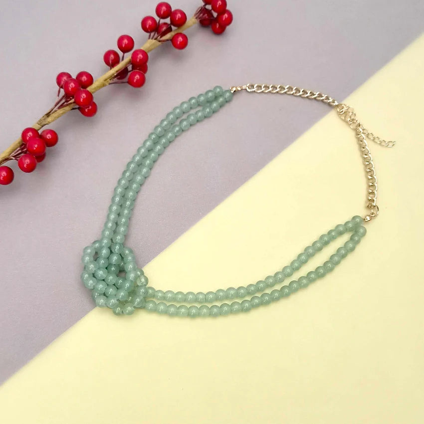 Women's 2 Strand Glass Beaded Knotted Pendant Necklace for Women Everyday Wear Statement Fashion Jewelry Gifts Free Shipping