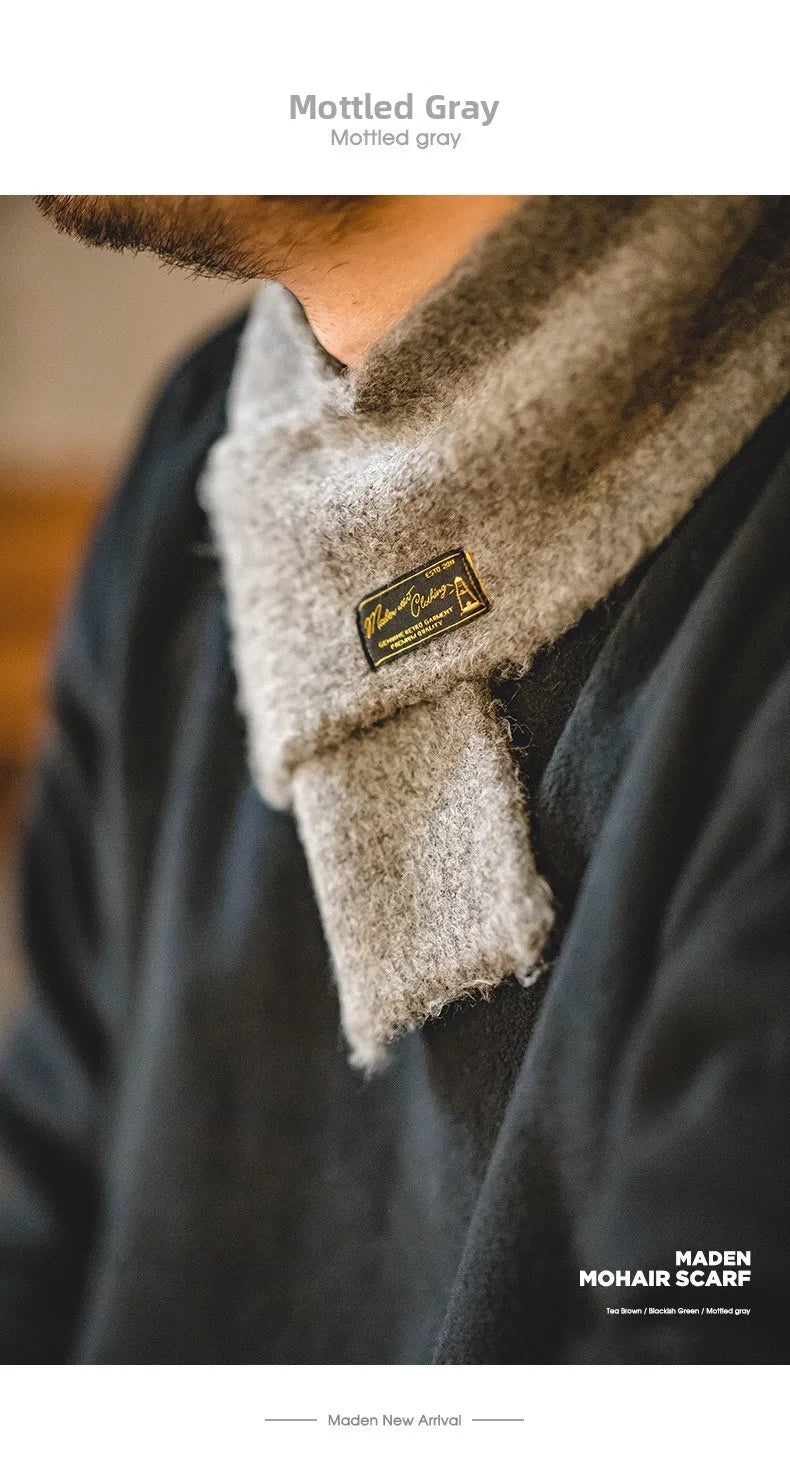Maden Workwear Japanese Sle Retro Knitted Scarf Windproof Warm Woolen Men's Women's  Color Ne Warmer Autumn Winter