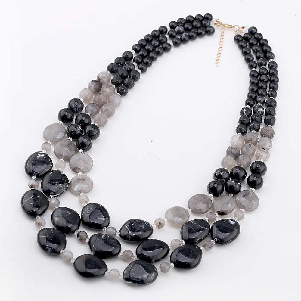 New Handmade Beaded Necklace for Women Multi-layers String Larger Size Bib Statement Necklaces Party Wedding Accessory