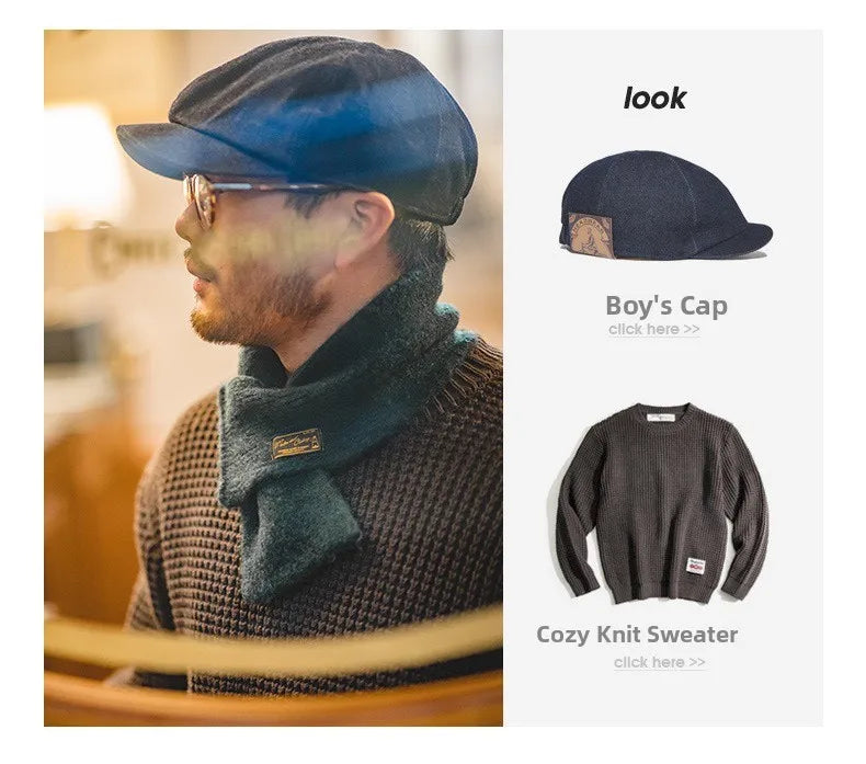 Maden Workwear Japanese Sle Retro Knitted Scarf Windproof Warm Woolen Men's Women's  Color Ne Warmer Autumn Winter