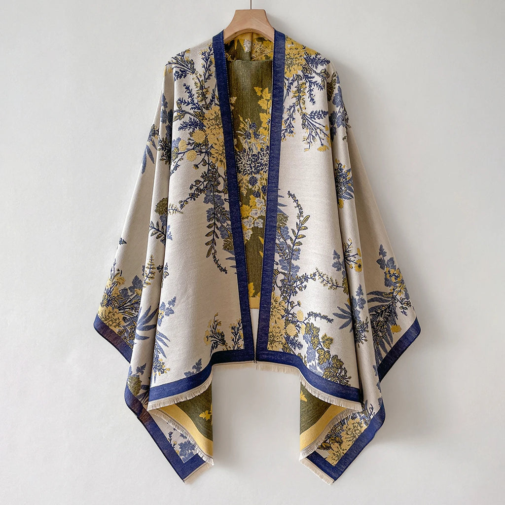 Warm Shawl Women Scarf Luxury Cashmere Winter Blanket Wraps Casual Floral Print Pashmina Bufanda Travel Poncho Stoles Echarpe