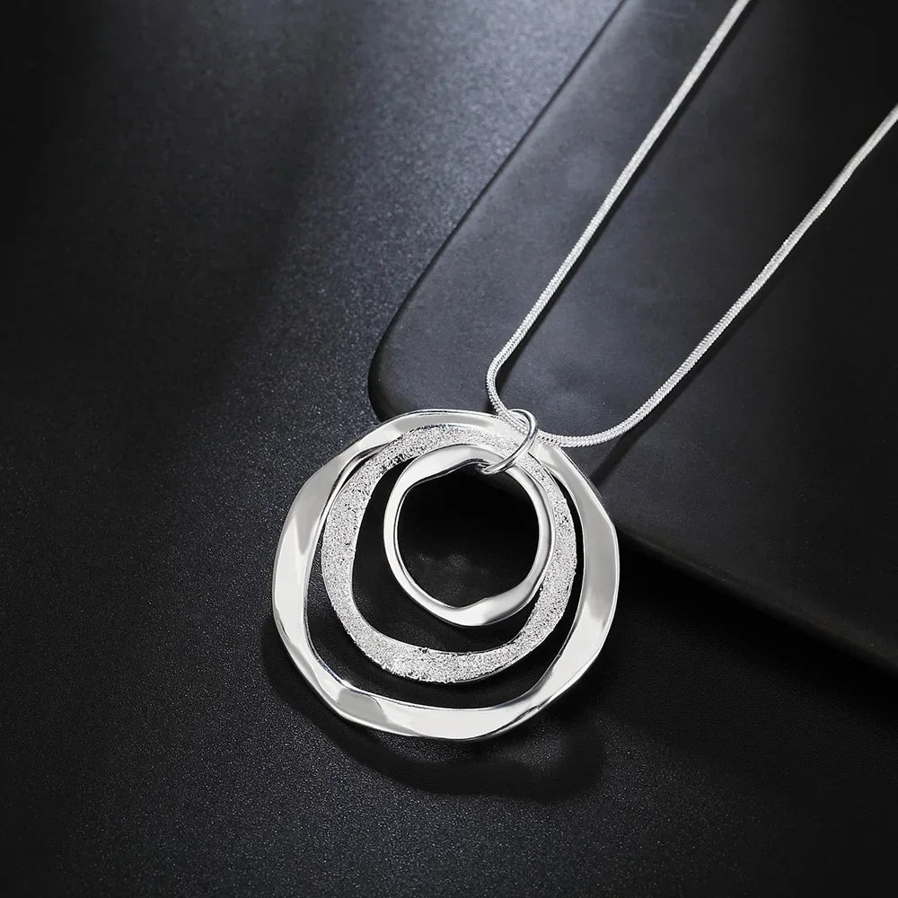 40-75cm Fine brand 925 Sterling Silver Necklace For Women luxury Wedding Jewelry Bohemia circle pendants chain neckalce