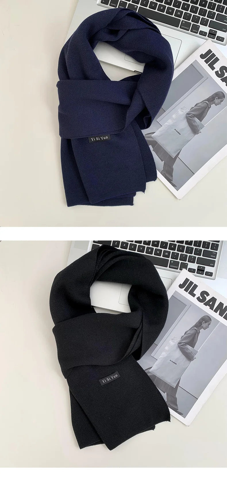 Men's scarf new winter pure black middle-aged and elderly versatile men's scarf youth British style scarf shawl