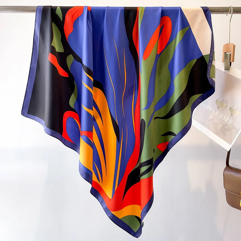 Women's full-body printed silk scarf, stylish soft and comfortable shawl for daily wear, casual multi-functional scarf for women