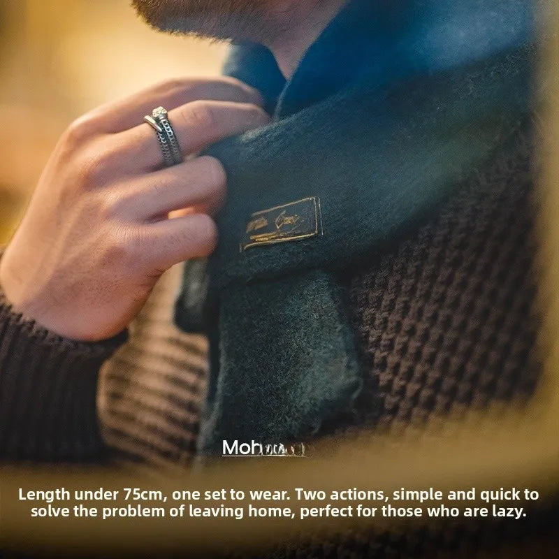 Maden Workwear Japanese Sle Retro Knitted Scarf Windproof Warm Woolen Men's Women's  Color Ne Warmer Autumn Winter
