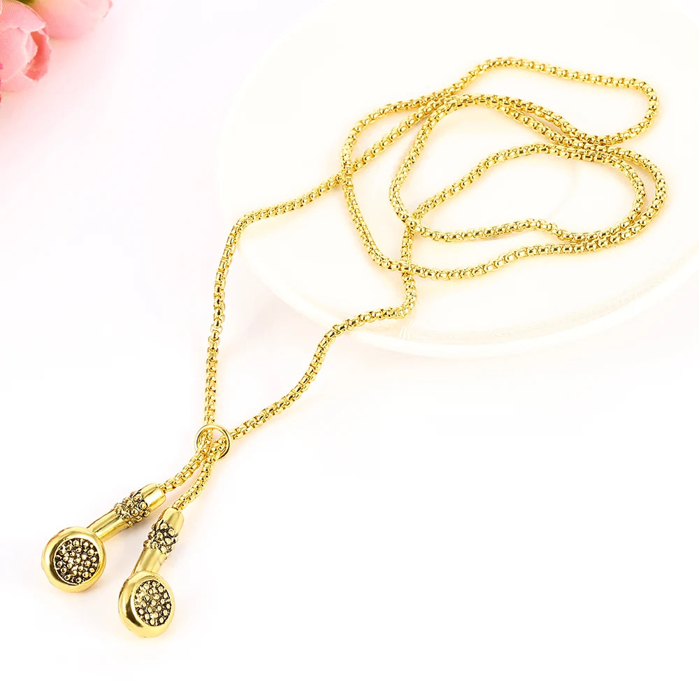 Headphone Necklace DJ Music Hip Hop Punk Jewelry Love Gifts Earphone Necklace for Men