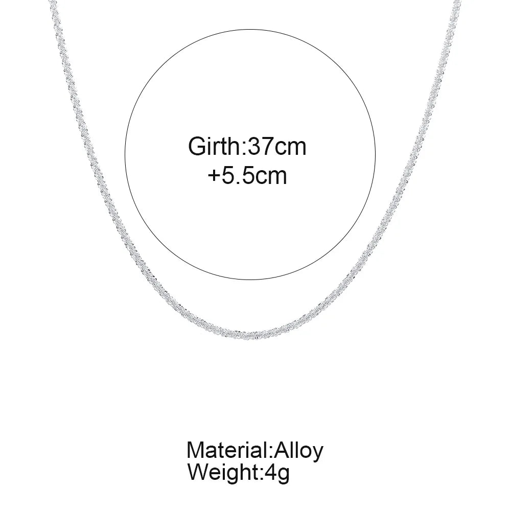 Fashion Simple Sparkling Necklace For Women Silver Color Clavicle Chain Choker Necklace Female Korean Wedding Party Jewelry Gift