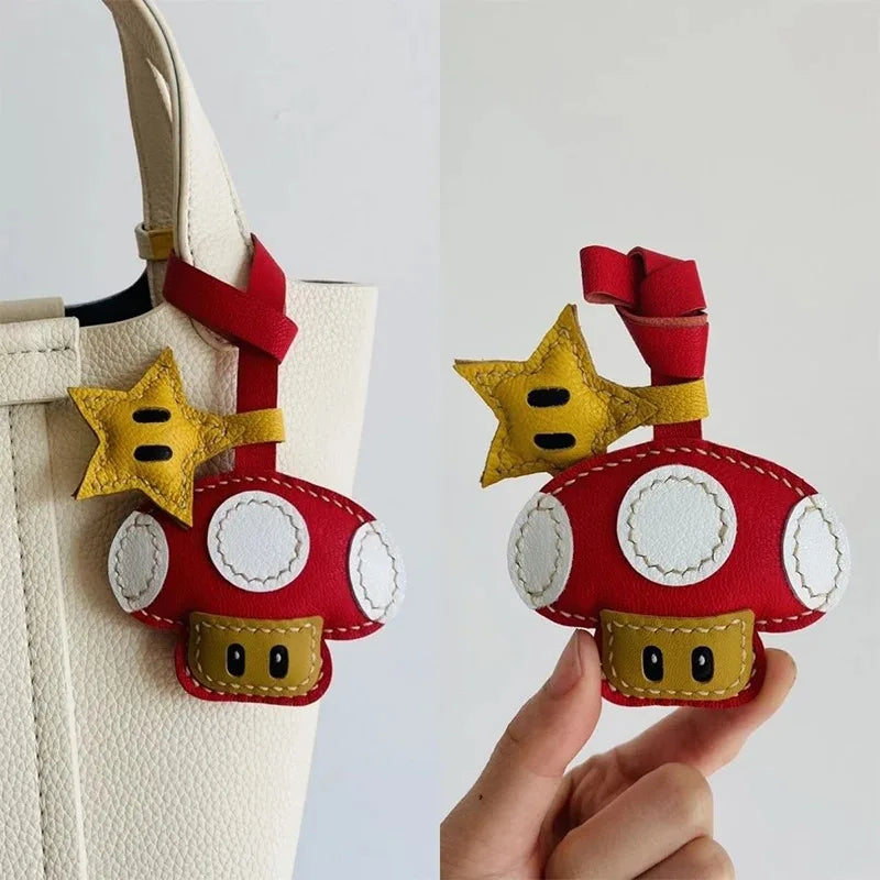Luxury Design Genuine Leather Handmade Pendant Bag Accessories Cute Car Hangings Keychain Bag Charms Cute Animal Bag Decorations