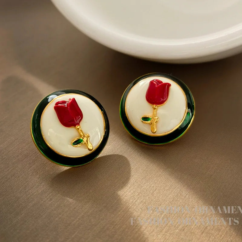 Fashion Jewelry  Elegant Temperament Flower Earrings For Women Girl Fine Accessories Gifts