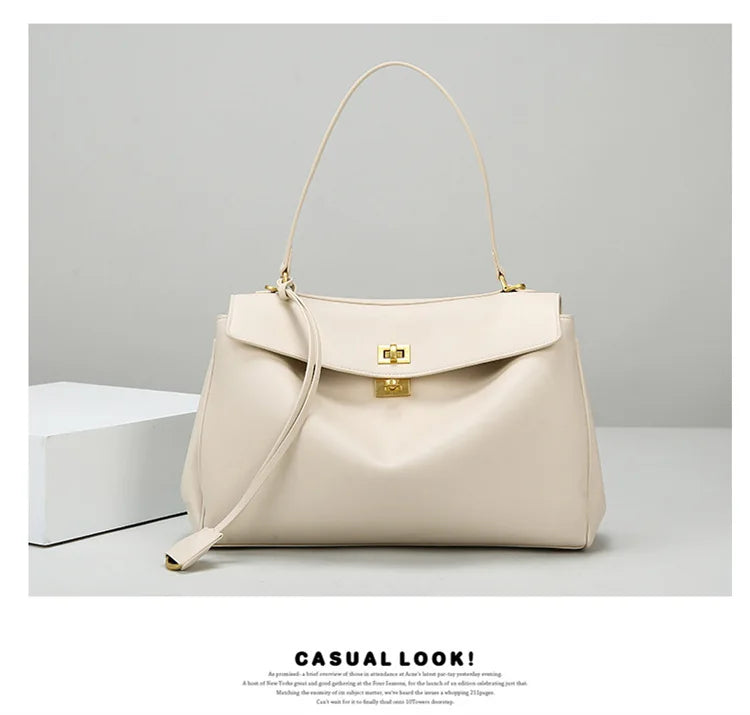 Fashionable Women's Bags, Textured Shoulder Bags, Large-Capacity Tote Bags, High-End Commuter Bags, Water-Repellent Crossbody Bags, Solid Color Handbags, Horizontal Square Casual Bags