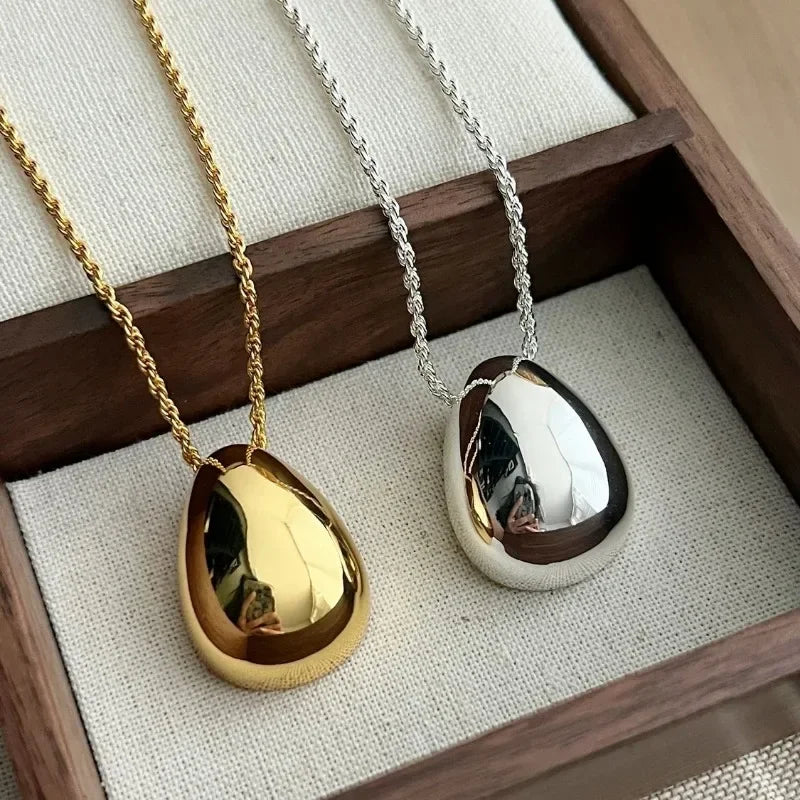 Modern Jewelry Simple Delicate Design Smooth Metal Teardrop Pendant Necklace For Women Female Party Gift Dropshipping