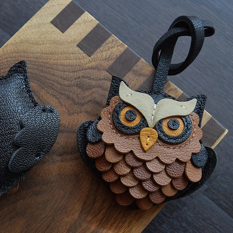 Luxury Design Genuine Leather Handmade Pendant Bag Accessories Cute Car Hangings Keychain Bag Charms Cute Animal Bag Decorations