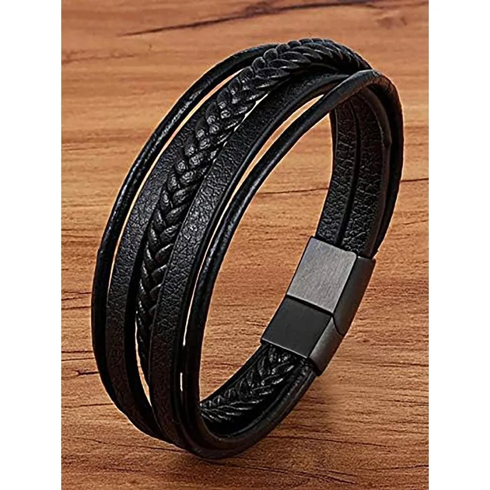 Black Five -layer Symmetrical Bracelet, Men's Bracelet, Showing Men's Charm