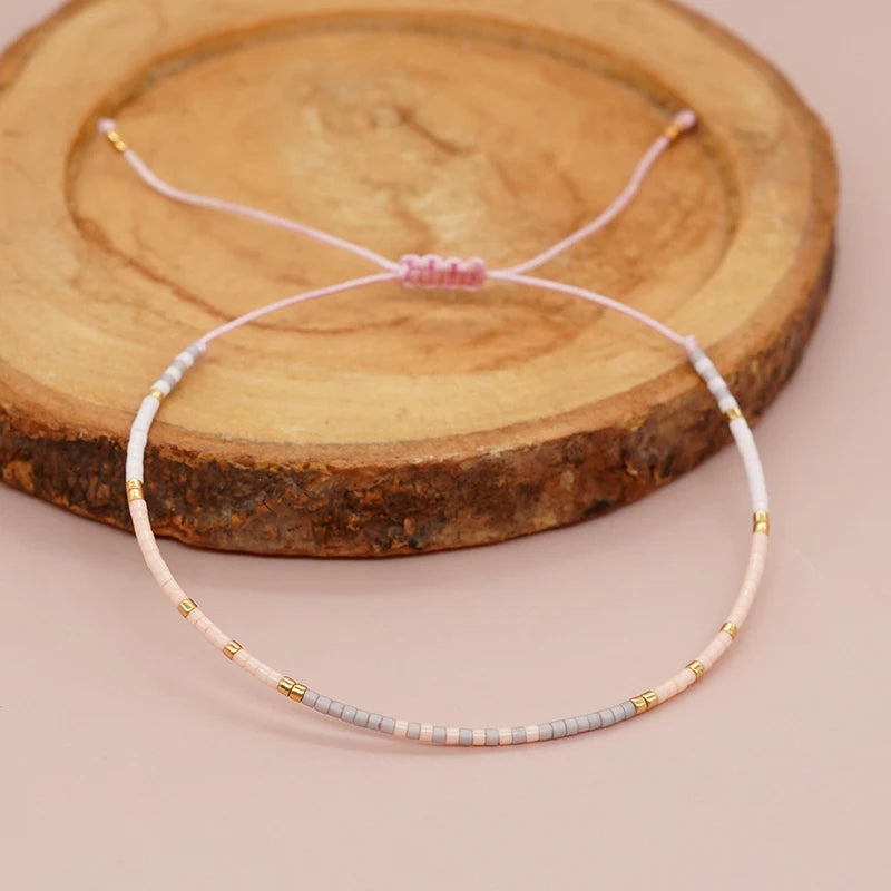 Simple Handmade Beaded Bracelets For Women Girls Bohemian Style Colorful Adjustable Bracelet Jewelry
