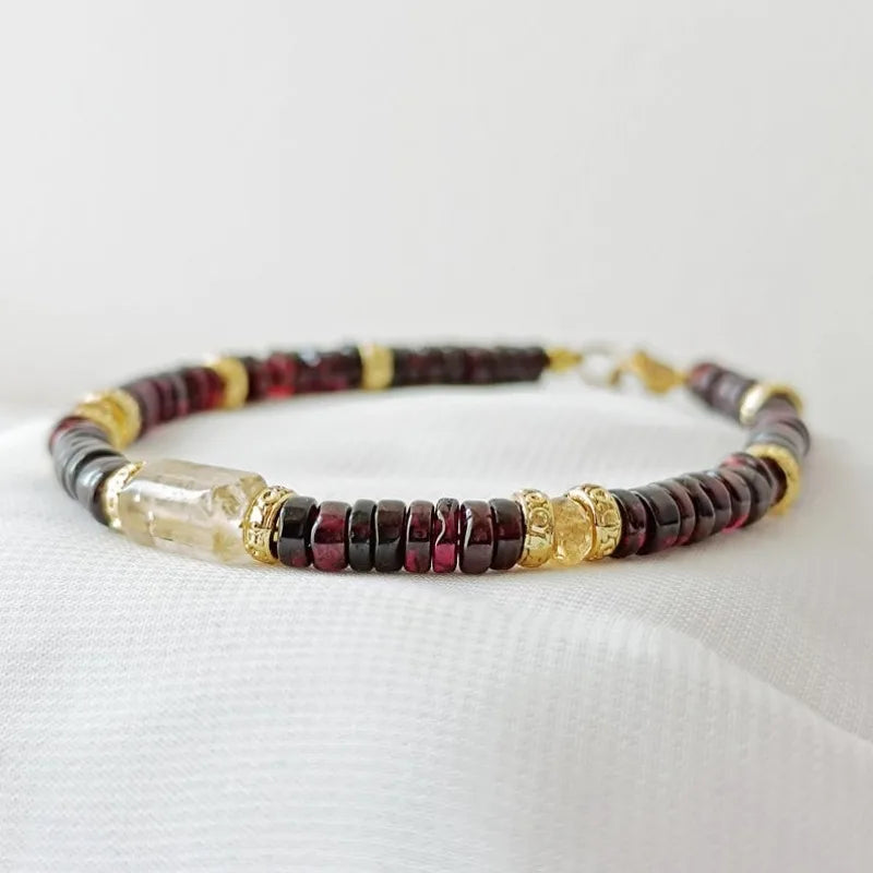 Bracelets suitable for both men and women, ruby and citrine. A gift for him or her. Minimalism