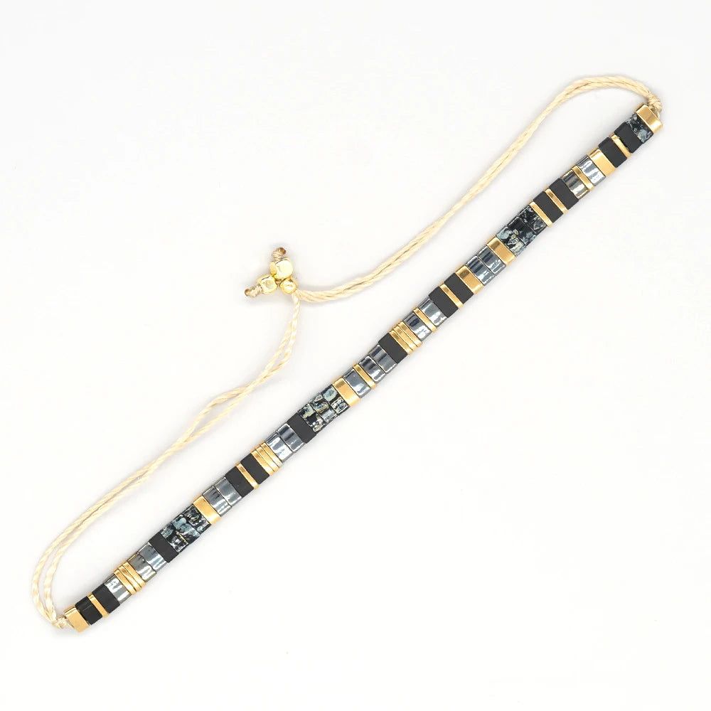 Beaded Bracelet Boho Style Handmade Woven Adjustable Thread for Women Yoga Jewelry Ladies Accessories Birthday Gifts Party New