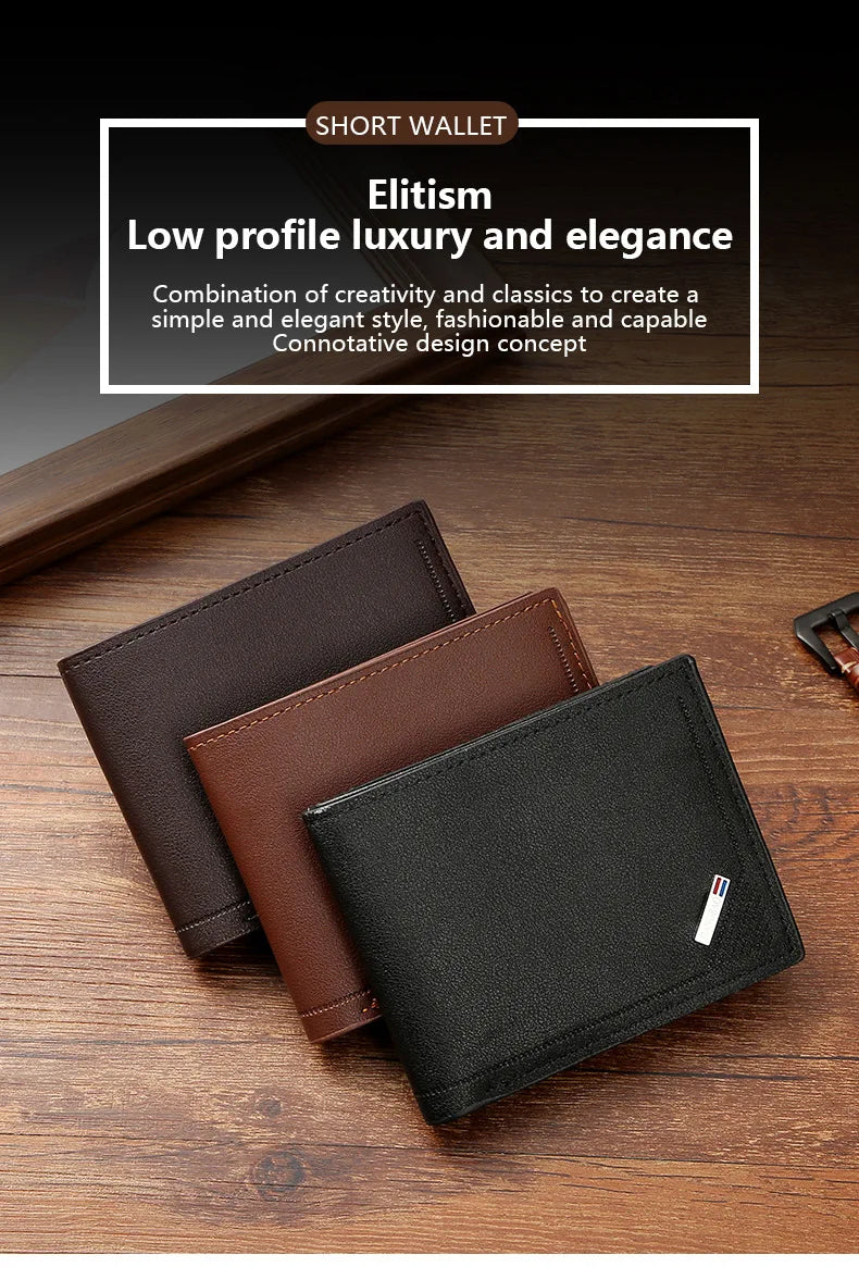 Slim Wallets for Men Rfid Blocking Money Clip Men's Youth Luxury Short Leather Card Holder Thin Minimalist Bifold Man Wallet