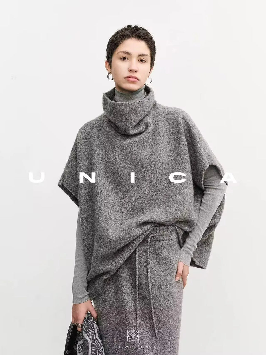 Women's New Shawl Cape High Neck Knitted Scarf 100% Wool Autumn Winter Loose Warm Sweater Versatile Fashion Outerwear Bat Shirts