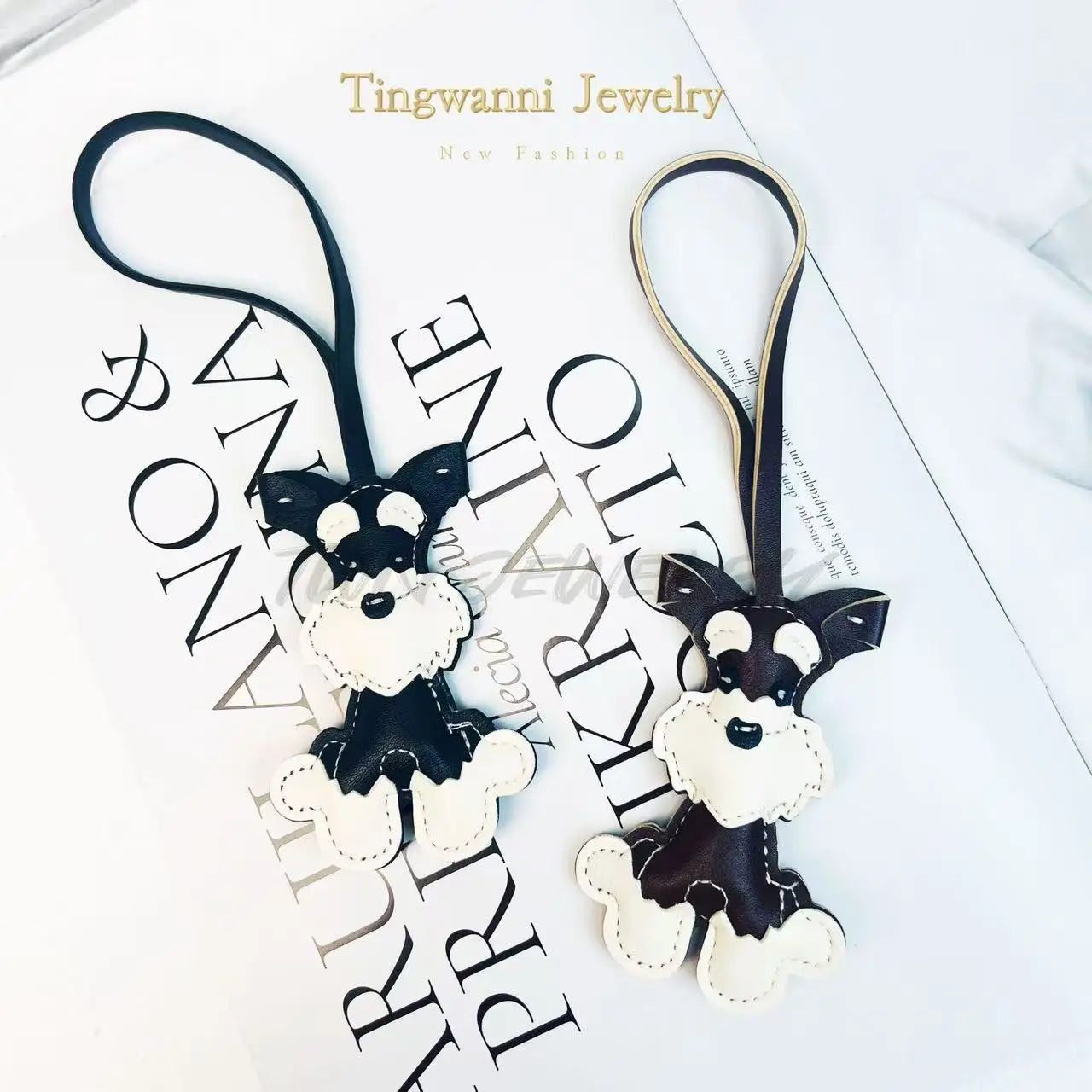 Luxury Design Genuine Leather Handmade Pendant Bag Accessories Cute Car Hangings Keychain Bag Charms Cute Animal Bag Decorations