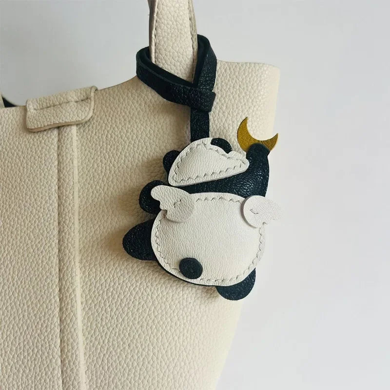 Luxury Design Genuine Leather Handmade Pendant Bag Accessories Cute Car Hangings Keychain Bag Charms Cute Animal Bag Decorations