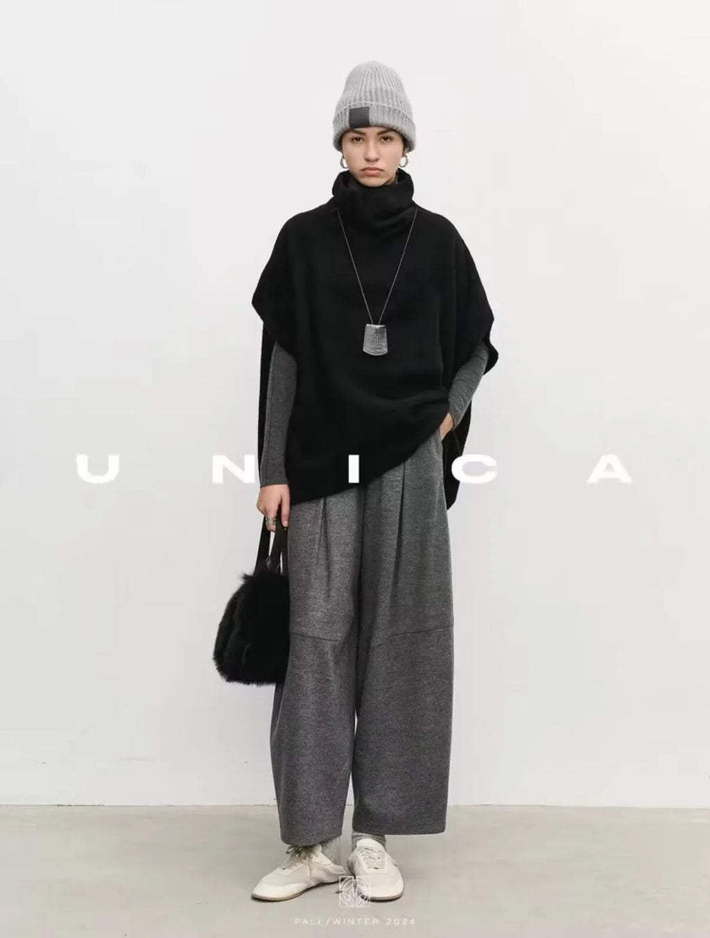 Women's New Shawl Cape High Neck Knitted Scarf 100% Wool Autumn Winter Loose Warm Sweater Versatile Fashion Outerwear Bat Shirts