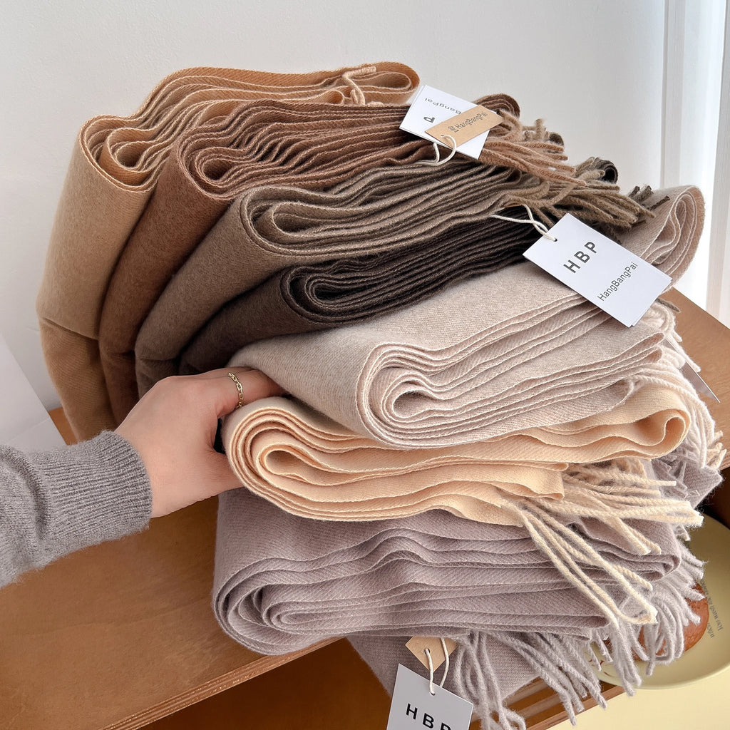 2025 New Winter Wool Scarf For Women Long Warm Cashmere Scarves Hijab Solid Lady Shawl Wrap Female Pashmina Bandana Head Scarfs