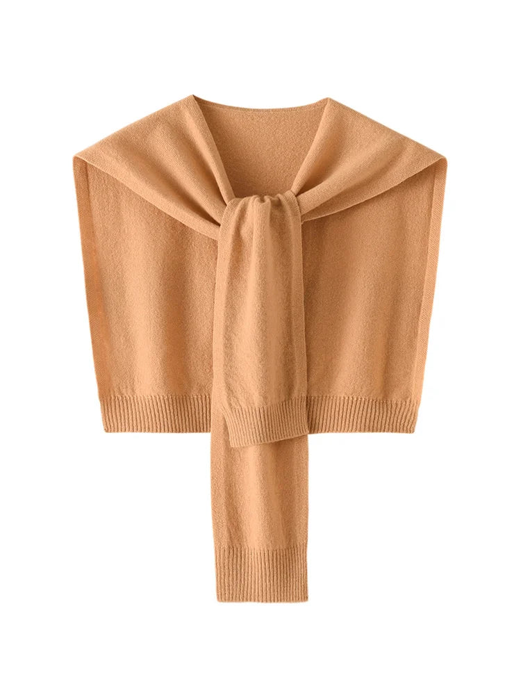 ADDONEE 100% Merino Wool Knitted Shawl For Women Autumn Winter Simple Style Solid Soft Knitwear Korean Popular Cappa Fashion Top
