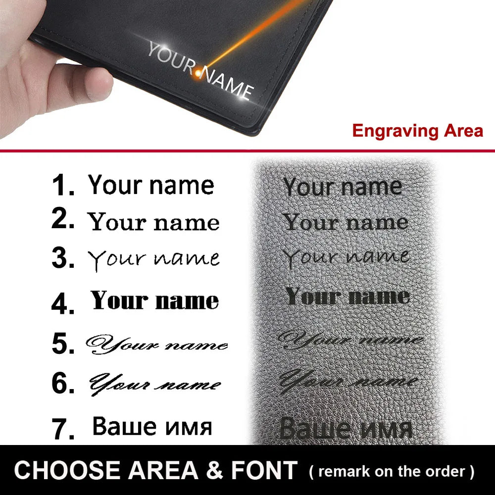 2024 Men Wallets Name Engraving Fashion Short Male Purse Simple Card Holder High Quality Male Purse For Boy Carteria