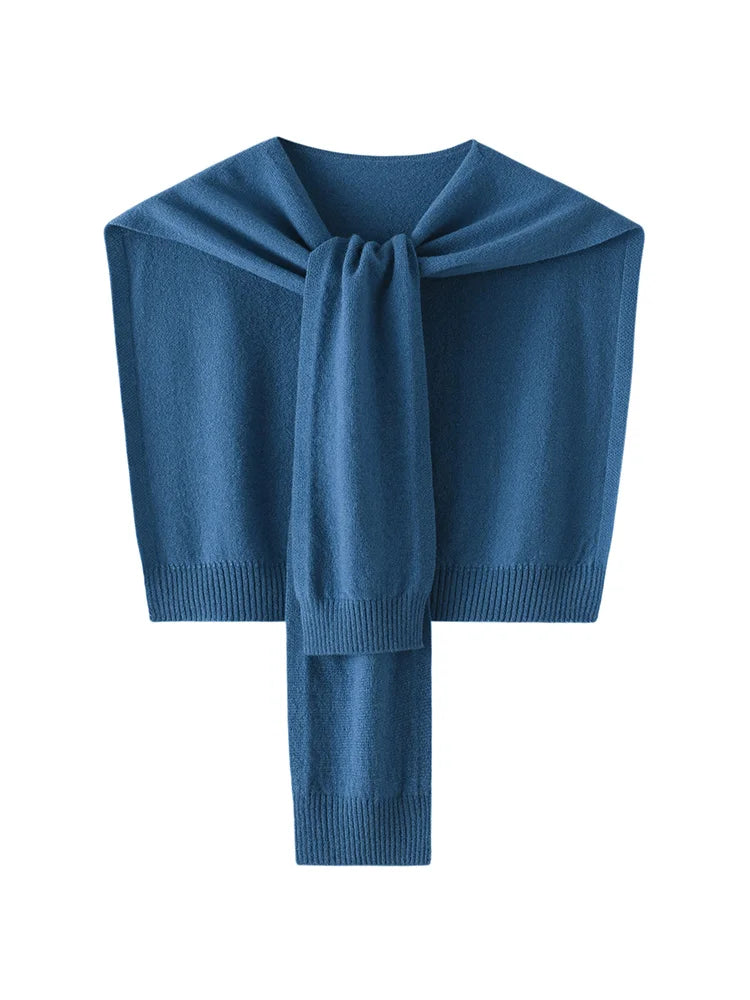 ADDONEE 100% Merino Wool Knitted Shawl For Women Autumn Winter Simple Style Solid Soft Knitwear Korean Popular Cappa Fashion Top