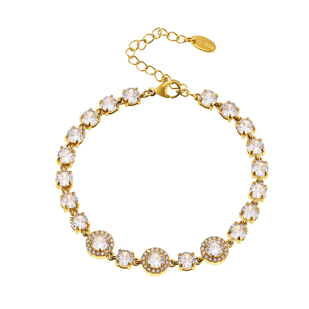 Women's Bracelet with Simple Design Inlaid with Zircon Stainless Steel Fashionable and Versatile Jewelry Accessories