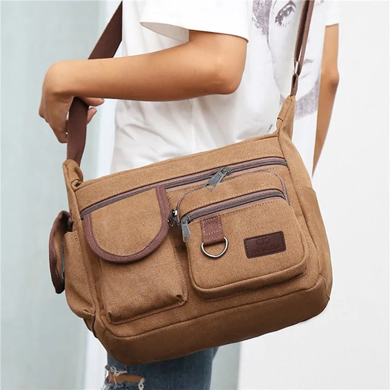 Men Canvas Shoulder Bags Casual Tote Travel Men's Crossbody Bag Luxury Messenger Bags Fashion High Quality Handbag