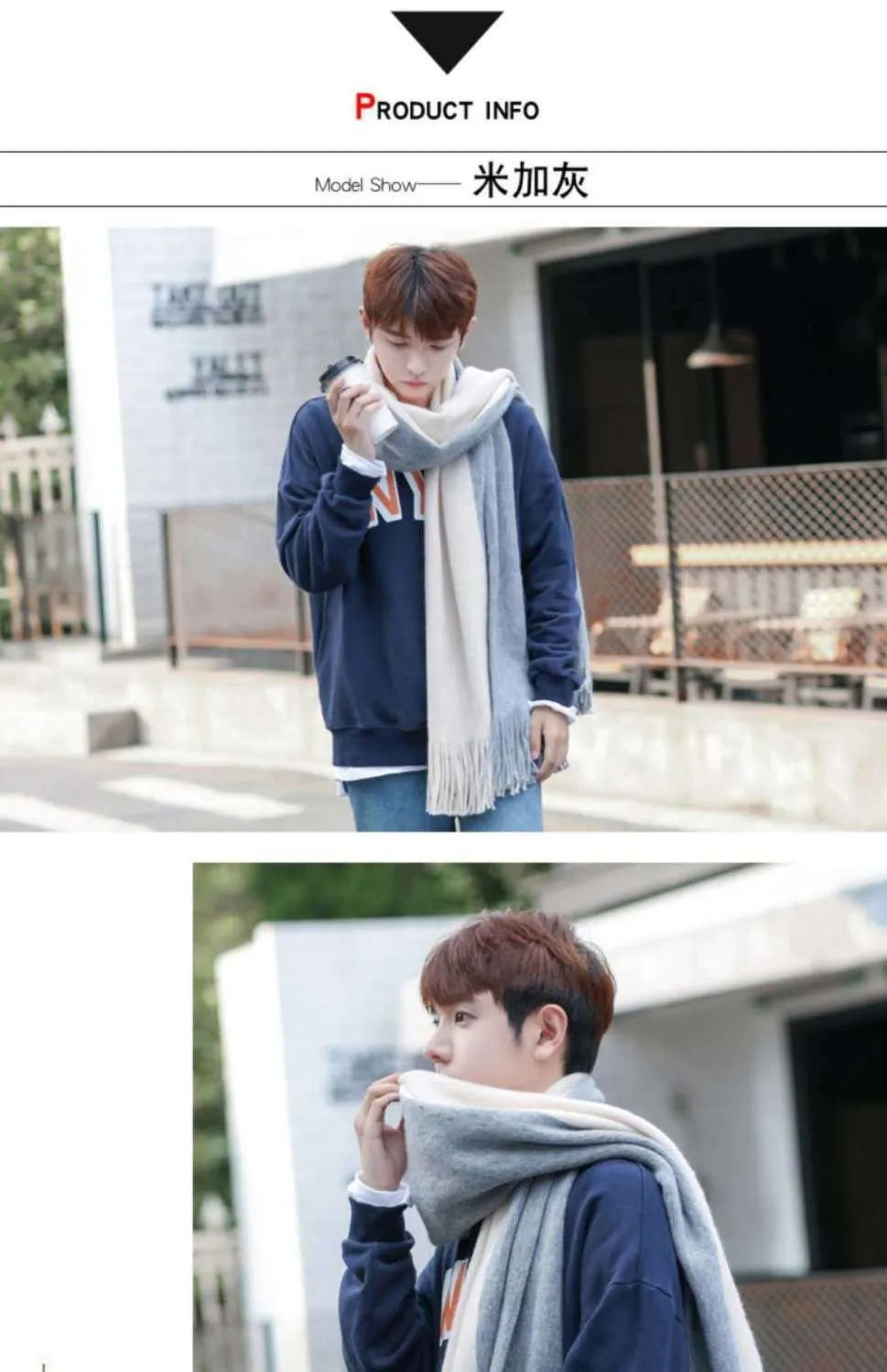 Fashion Classic Men Scarf Korean Version Warm Knitted Thick Thermal Simple Solid Muffler Winter Long Soft Windproof Scarves Male