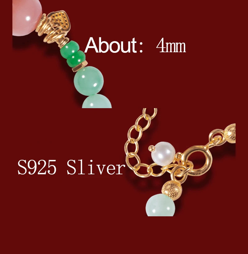 Women's Handmade Bracelet Round Beads With S925 Silver Gold-Plated Enamel - Multiple Styles Straight For Birthday Gift