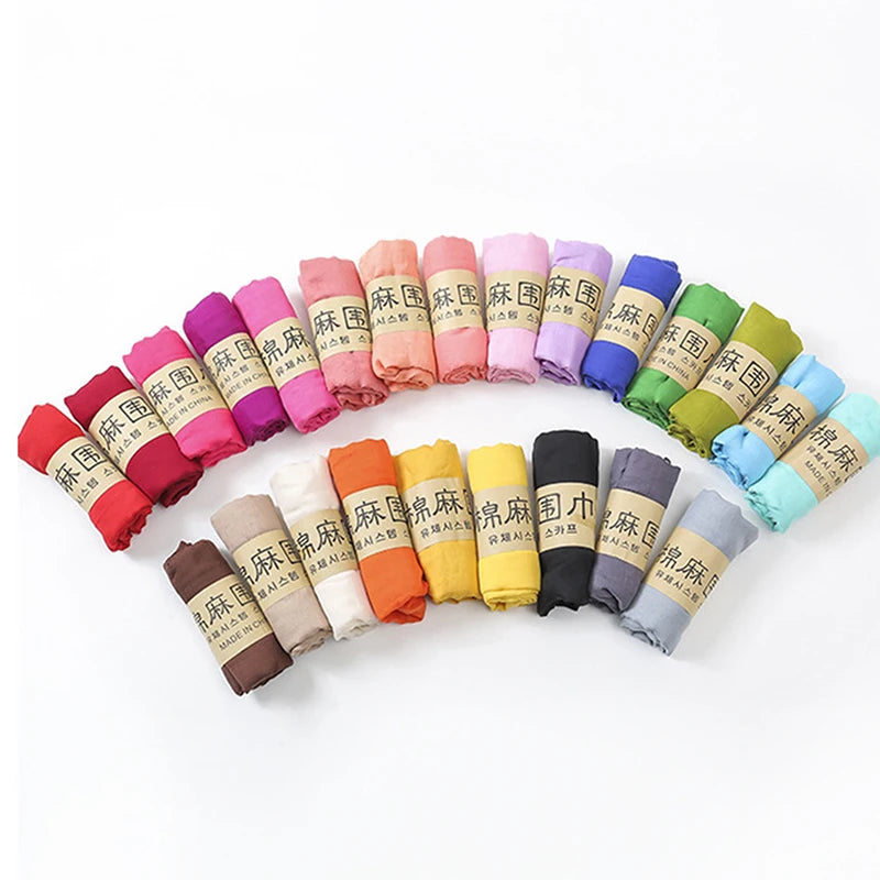 Women's Windproof Scarf Shawl Wearable Blanket Luxury Autumn And Winter Solid Color Cotton Warm Headscarf Gift